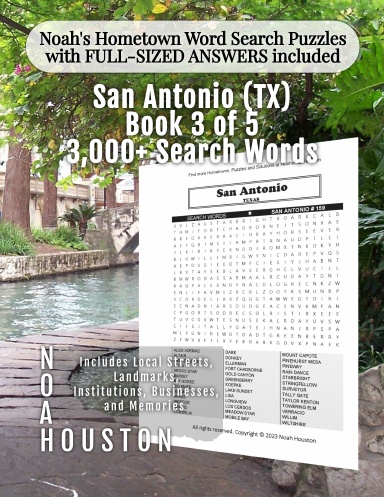 Noah’s Hometown Word Search Puzzles with FULL-SIZED ANSWERS included San Antonio (TX), Book 3 of 5