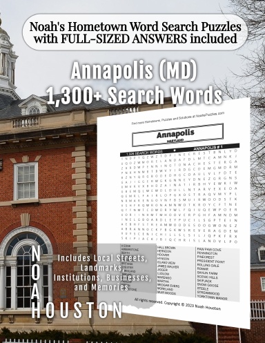 Noah’s Hometown Word Search Puzzles with FULL-SIZED ANSWERS included Annapolis (MD)
