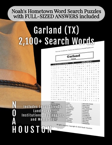 Noah’s Hometown Word Search Puzzles with FULL-SIZED ANSWERS included GARLAND (TX)