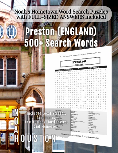 Noah’s Hometown Word Search Puzzles with FULL-SIZED ANSWERS included PRESTON (ENGLAND)