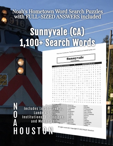 Noah’s Hometown Word Search Puzzles with FULL-SIZED ANSWERS included Sunnyvale (CA)