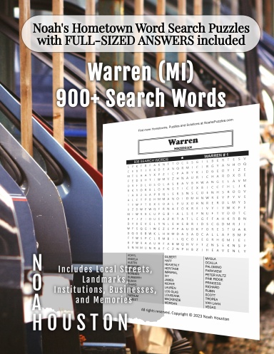 Noah’s Hometown Word Search Puzzles with FULL-SIZED ANSWERS included Warren (MI)