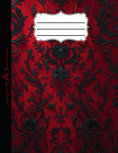Black Gothic Lace on Deep Red Composition Notebook, Dark Academia Aesthetic