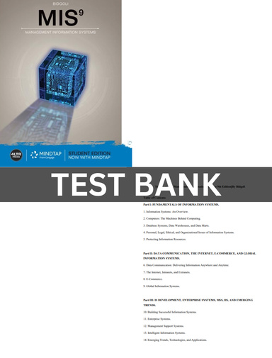 Test Bank Management Information Systems 9th Edition