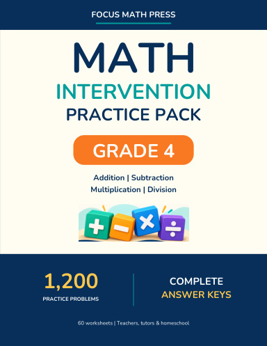 Math Intervention Practice Pack Grade 4