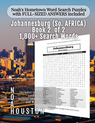 Noah’s Hometown Word Search Puzzles with FULL-SIZED ANSWERS included JOHANNESBURG (SO. AFRICA), Book 2 of 2