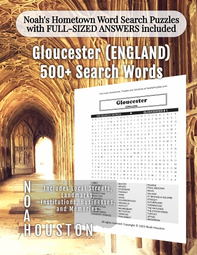 Noah’s Hometown Word Search Puzzles with FULL-SIZED ANSWERS included Gloucester (ENGLAND)