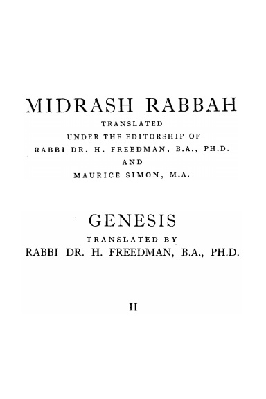 Midrash Rabbah 2, Genesis Volume 2: By Soncino Press