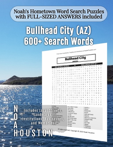 Noah’s Hometown Word Search Puzzles with FULL-SIZED ANSWERS included Bullhead City (AZ)