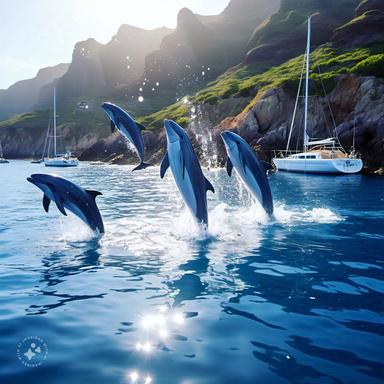 Dolphins  in the ocean