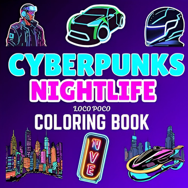 Cyberpunk Nightlife Coloring Book