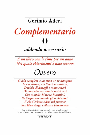 Complementario o addendo necessario a un libro delle rime per un anno nel quale chiarimenti e note stanno