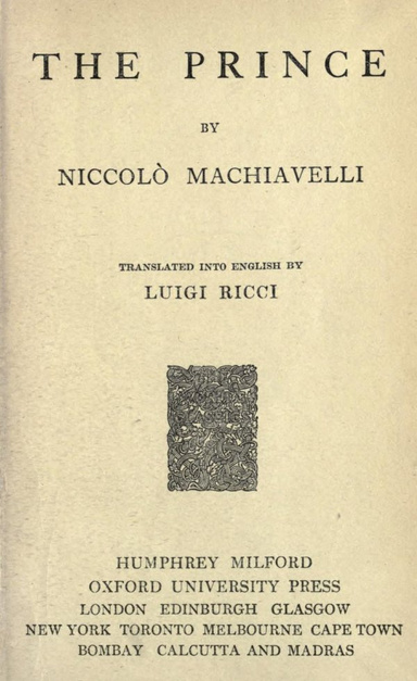 The Prince by Niccolò Machiavelli