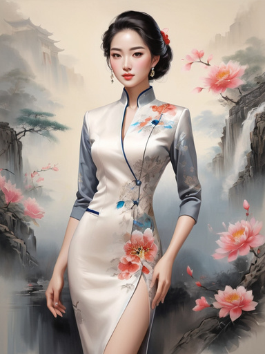 Chinese Beauties in Quipao Dresses