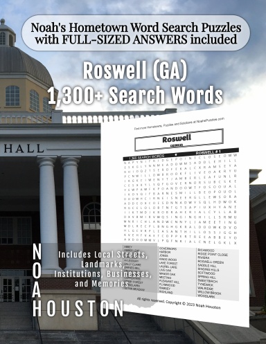 Noah’s Hometown Word Search Puzzles with FULL-SIZED ANSWERS included Roswell (GA)