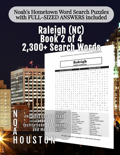 Noah’s Hometown Word Search Puzzles with FULL-SIZED ANSWERS included Raleigh (NC), Book 2 of 4