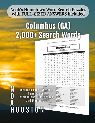 Noah’s Hometown Word Search Puzzles with FULL-SIZED ANSWERS included Columbus (GA)