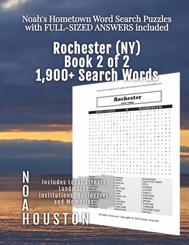 Noah’s Hometown Word Search Puzzles with FULL-SIZED ANSWERS included Rochester (NY), Book 2 of 2