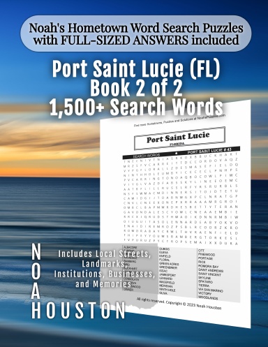 Noah’s Hometown Word Search Puzzles with FULL-SIZED ANSWERS included Port Saint Lucie (FL), Book 2 of 2