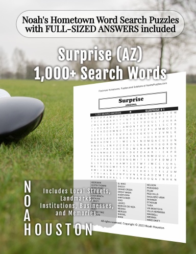 Noah’s Hometown Word Search Puzzles with FULL-SIZED ANSWERS included Surprise (AZ)