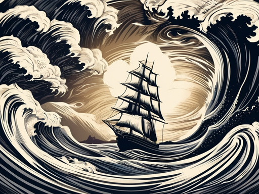 Sailing ships on a stormy sea