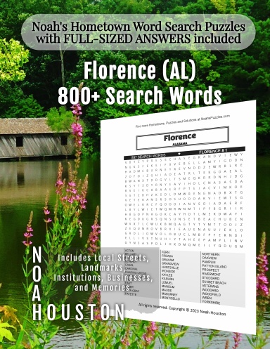 Noah’s Hometown Word Search Puzzles with FULL-SIZED ANSWERS included Florence
