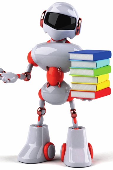 ROBOT HOLDING BOOK COVER