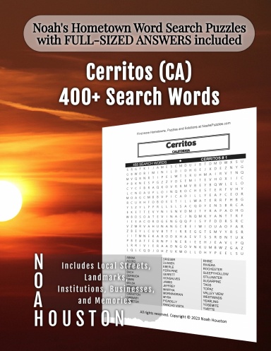 Noah’s Hometown Word Search Puzzles with FULL-SIZED ANSWERS included Cerritos (CA)