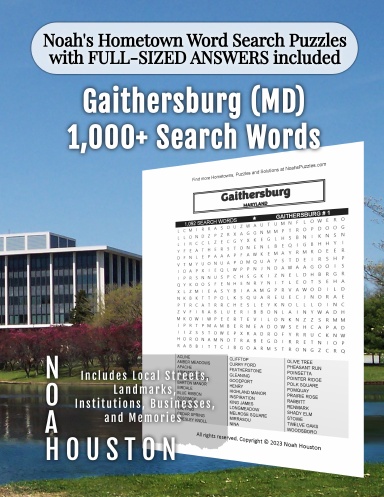Noah’s Hometown Word Search Puzzles with FULL-SIZED ANSWERS included Gaithersburg (MD)