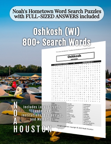 Noah’s Hometown Word Search Puzzles with FULL-SIZED ANSWERS included Oshkosh (WI)