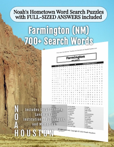 Noah’s Hometown Word Search Puzzles with FULL-SIZED ANSWERS included Farmington (NM)