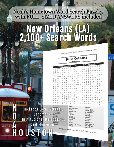 Noah’s Hometown Word Search Puzzles with FULL-SIZED ANSWERS included New Orleans (LA)