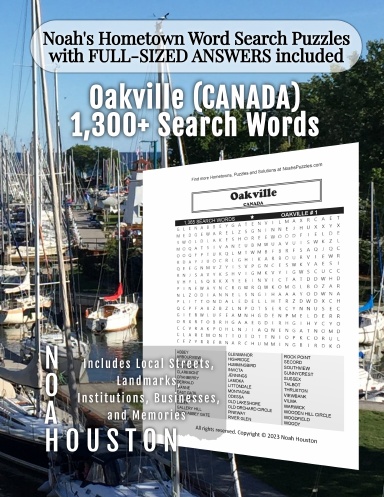 Noah’s Hometown Word Search Puzzles with FULL-SIZED ANSWERS included Oakville (CANADA)