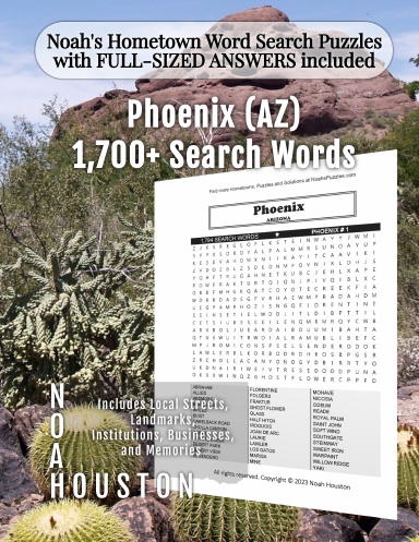 Noah’s Hometown Word Search Puzzles with FULL-SIZED ANSWERS included Phoenix (AZ)