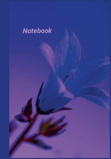 Blue  Pretty Flower /Journal Notebook ,/ A5 Dots Grid / 200 pages Cream Paper / Glossy Finish Cover