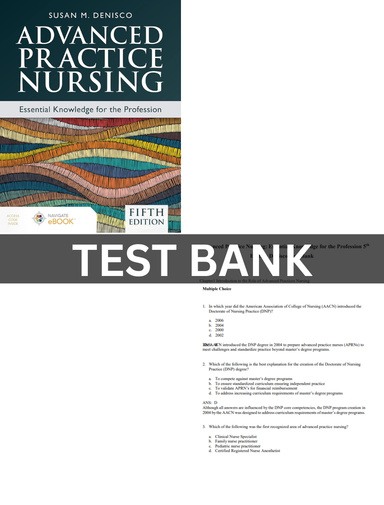 Test Bank Advanced Practice Nursing Essential Knowledge for the Profession 5th Edition