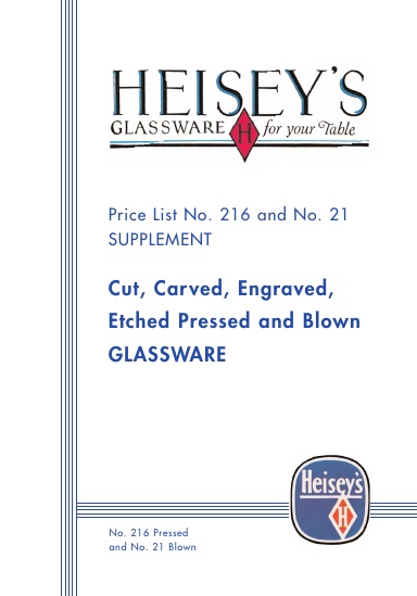 Heisey Price List No. 216 and No. 21 Supplement
