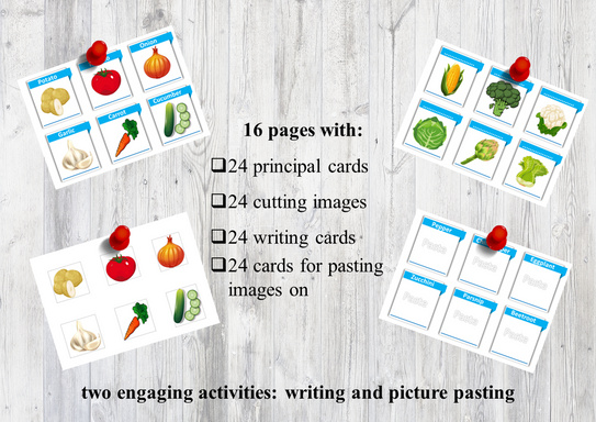 Vegetables flashcards for kids