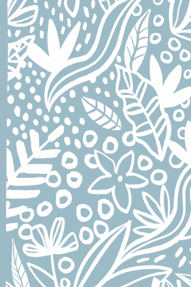Blue with White Foliage Design – Lined Notebook