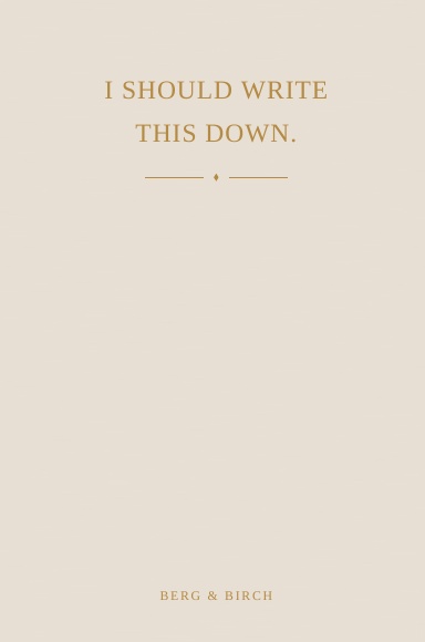 I Should Write This Down