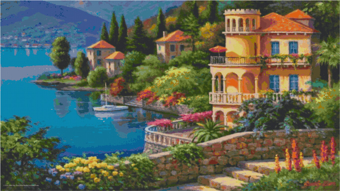 Castle by The River 3/ Cross Stitch patterns PDF/ Dream Home 78