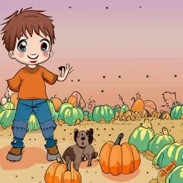 David and Junior go to the pumpkin patch