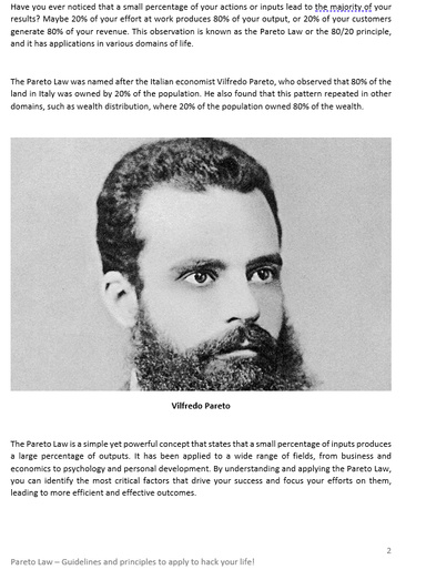 How to use the Pareto law?