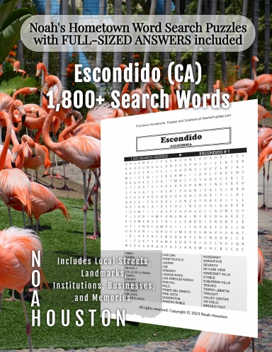 Noah’s Hometown Word Search Puzzles with FULL-SIZED ANSWERS included Escondido (CA)
