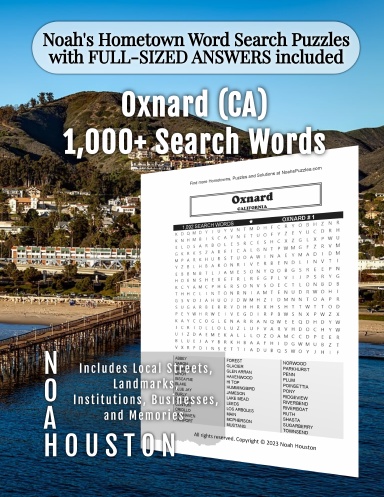 Noah’s Hometown Word Search Puzzles with FULL-SIZED ANSWERS included Oxnard (CA)
