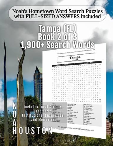 Noah’s Hometown Word Search Puzzles with FULL-SIZED ANSWERS included Tampa (FL), Book 2 of 3