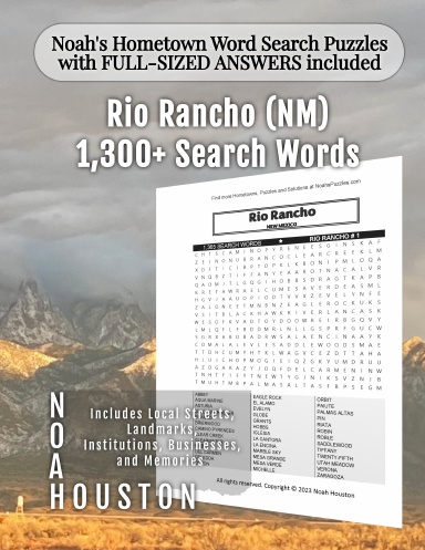 Noah’s Hometown Word Search Puzzles with FULL-SIZED ANSWERS included Rio Rancho (NM)
