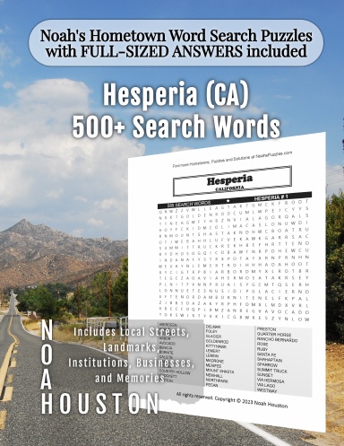 Noah’s Hometown Word Search Puzzles with FULL-SIZED ANSWERS included Hesperia (CA)