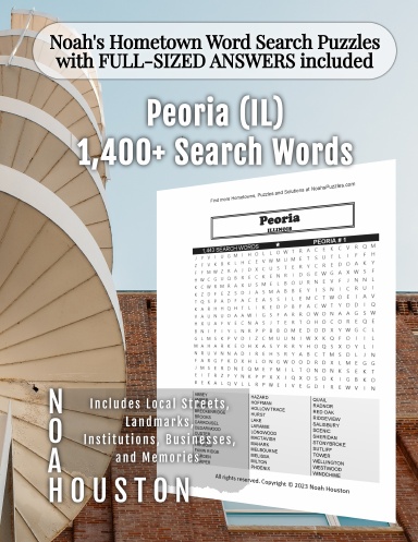 Noah’s Hometown Word Search Puzzles with FULL-SIZED ANSWERS included Peoria (IL)