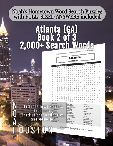 Noah’s Hometown Word Search Puzzles with FULL-SIZED ANSWERS included ATLANTA (GA), BOOK 2 OF 3
